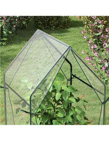 Outsunny Mini Greenhouse, Garden Tomato Growhouse with 2 Zipped Doors, Portable Indoor Outdoor Green House, 90 x 90 x 145cm, Cle