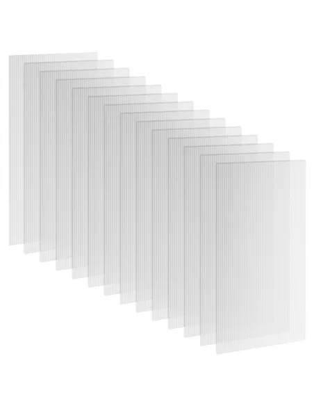 Outsunny 14 Pieces Polycarbonate Sheets, 121 x 61 x 0.4cm Twin-Wall Plastic Roofing Sheets, 10m² Replacement Greenhouse Panels, 
