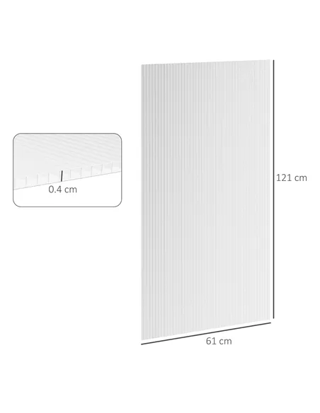 Outsunny 14 Pieces Polycarbonate Sheets, 121 x 61 x 0.4cm Twin-Wall Plastic Roofing Sheets, 10m² Replacement Greenhouse Panels, 