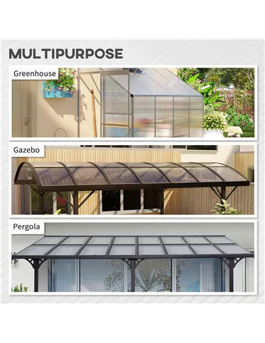 Outsunny 14 Pieces Polycarbonate Sheets, 121 x 61 x 0.4cm Twin-Wall Plastic Roofing Sheets, 10m² Replacement Greenhouse Panels, 