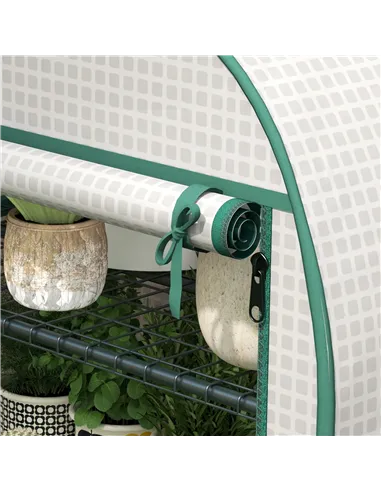 Outsunny 4 Tier Mini Greenhouse for Outdoor, Portable Gardening Plant Green House with Storage Shelf, Roll-Up Zipped Door, Metal