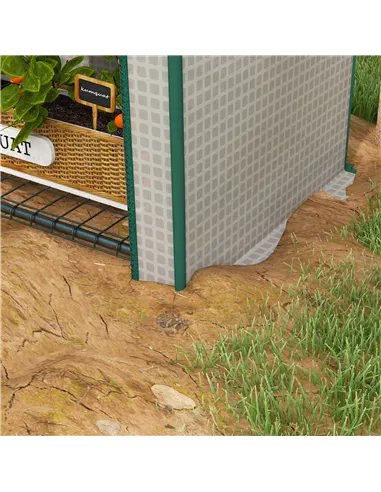 Outsunny 4 Tier Mini Greenhouse for Outdoor, Portable Gardening Plant Green House with Storage Shelf, Roll-Up Zipped Door, Metal