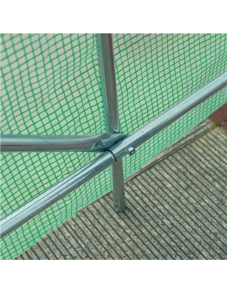 Outsunny Walk-In Garden Polytunnel Greenhouse with Steel Frame, PE Cover, Roll-Up Door and 4 Windows, 2.5 x 2m, Green