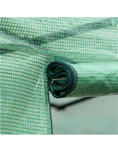 Outsunny Polytunnel Greenhouse Walk-in Grow House Tent with Roll-up Sidewalls, Zipped Door and 6 Windows, 3x3x2m Green