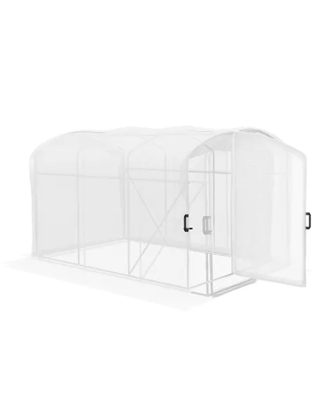 Outsunny Polytunnel Greenhouse Walk-in Grow House with UV-resistant PE Cover, Door and Galvanised Steel Frame, 2 x 2 x 2m, White