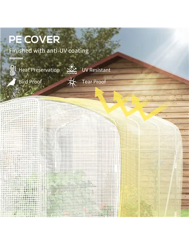 Outsunny Polytunnel Greenhouse Walk-in Grow House with UV-resistant PE Cover, Door and Galvanised Steel Frame, 2 x 2 x 2m, White