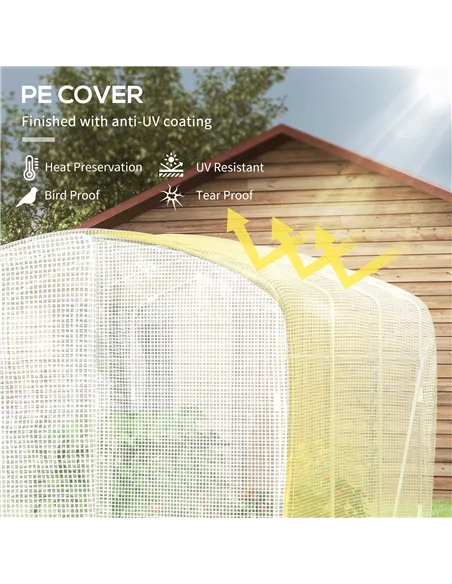 Outsunny Polytunnel Greenhouse Walk-in Grow House with UV-resistant PE Cover, Door and Galvanised Steel Frame, 2 x 2 x 2m, White