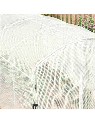 Outsunny Polytunnel Greenhouse Walk-in Grow House with UV-resistant PE Cover, Door and Galvanised Steel Frame, 2 x 2 x 2m, White