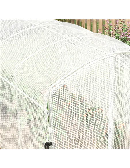 Outsunny Polytunnel Greenhouse Walk-in Grow House with UV-resistant PE Cover, Door and Galvanised Steel Frame, 2 x 2 x 2m, White