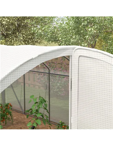 Outsunny Polytunnel Greenhouse Walk-in Grow House with UV-resistant PE Cover, Door, Galvanised Steel Frame, 4 x 3 x 2m, White