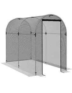 Outsunny Galvanised Steel Fruit Cage, Plant Protection Tent with Zipped Door, 1.2 x 2.4 x 1.9m, Black