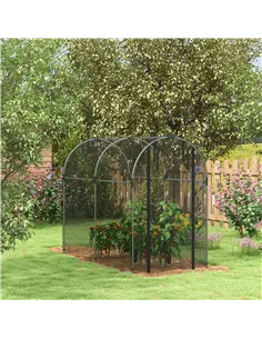 Outsunny Galvanised Steel Fruit Cage, Plant Protection Tent with Zipped Door, 1.2 x 2.4 x 1.9m, Black 2