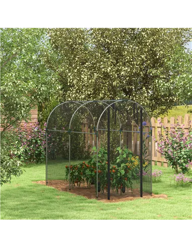 Outsunny Galvanised Steel Fruit Cage, Plant Protection Tent with Zipped Door, 1.2 x 2.4 x 1.9m, Black
