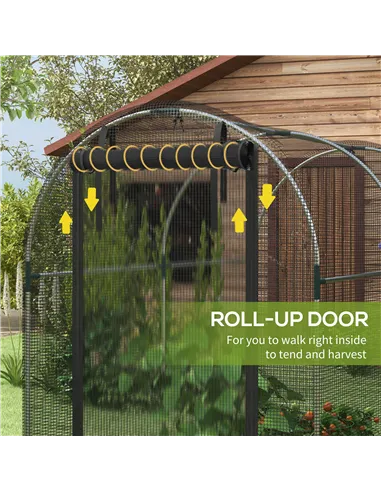 Outsunny Galvanised Steel Fruit Cage, Plant Protection Tent with Zipped Door, 1.2 x 2.4 x 1.9m, Black