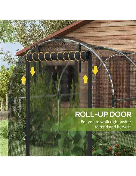 Outsunny Galvanised Steel Fruit Cage, Plant Protection Tent with Zipped Door, 1.2 x 2.4 x 1.9m, Black