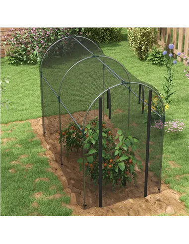 Outsunny Galvanised Steel Fruit Cage, Plant Protection Tent with Zipped Door, 1.2 x 2.4 x 1.9m, Black