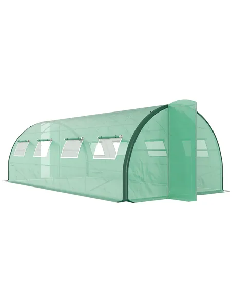 Outsunny Polyethylene Upgraded Structure Walk-in Polytunnel Greenhouse, 6 x 3(m), Green