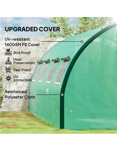 Outsunny Polyethylene Upgraded Structure Walk-in Polytunnel Greenhouse, 6 x 3(m), Green