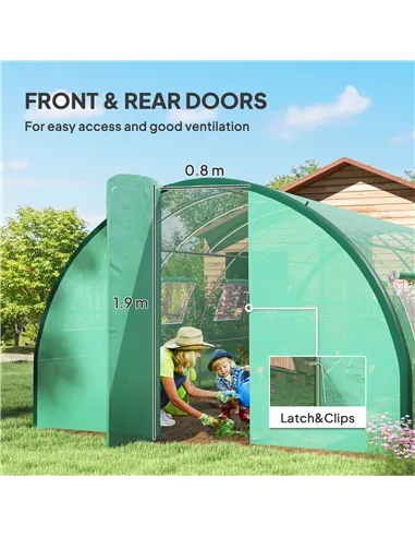 Outsunny Polyethylene Upgraded Structure Walk-in Polytunnel Greenhouse, 6 x 3(m), Green