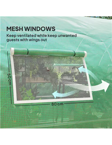 Outsunny Polyethylene Upgraded Structure Walk-in Polytunnel Greenhouse, 6 x 3(m), Green