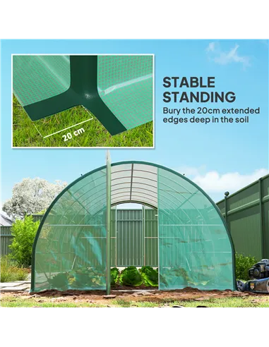 Outsunny Polyethylene Upgraded Structure Walk-in Polytunnel Greenhouse, 6 x 3(m), Green