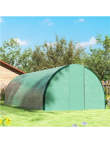 Outsunny Polyethylene Upgraded Structure Walk-in Polytunnel Greenhouse, 6 x 3(m), Green