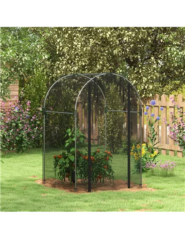 Outsunny Galvanised Steel Fruit Cage, Plant Protection Tent with Zipped Door, 1.2 x 1.2 x 1.9m, Black