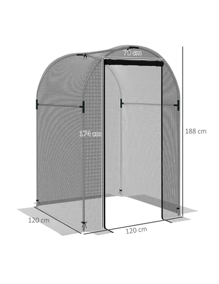 Outsunny Galvanised Steel Fruit Cage, Plant Protection Tent with Zipped Door, 1.2 x 1.2 x 1.9m, Black