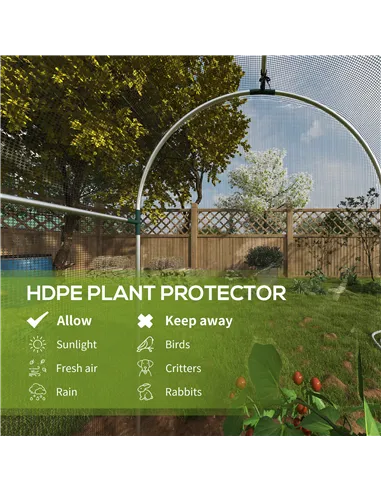 Outsunny Galvanised Steel Fruit Cage, Plant Protection Tent with Zipped Door, 1.2 x 1.2 x 1.9m, Black