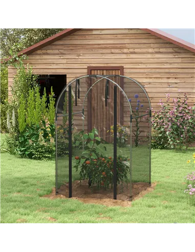 Outsunny Galvanised Steel Fruit Cage, Plant Protection Tent with Zipped Door, 1.2 x 1.2 x 1.9m, Black