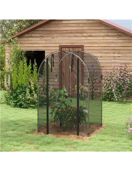 Outsunny Galvanised Steel Fruit Cage, Plant Protection Tent with Zipped Door, 1.2 x 1.2 x 1.9m, Black
