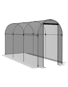 Outsunny 360 x 120cm Galvanised Steel Fruit Cage, Plant Protection Tent with Zipped Door, Black