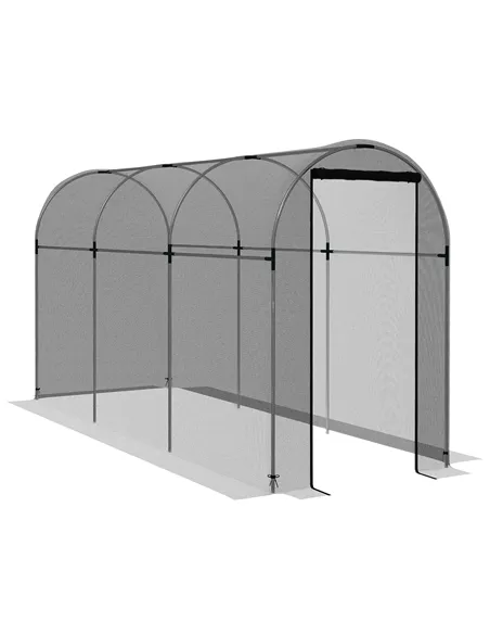 Outsunny 360 x 120cm Galvanised Steel Fruit Cage, Plant Protection Tent with Zipped Door, Black