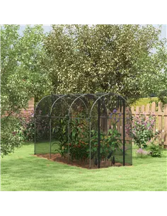 Outsunny 360 x 120cm Galvanised Steel Fruit Cage, Plant Protection Tent with Zipped Door, Black 2