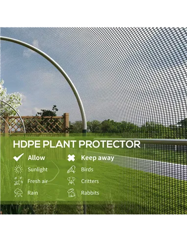 Outsunny 360 x 120cm Galvanised Steel Fruit Cage, Plant Protection Tent with Zipped Door, Black