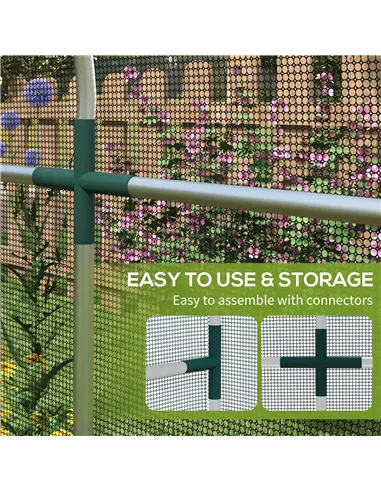 Outsunny 360 x 120cm Galvanised Steel Fruit Cage, Plant Protection Tent with Zipped Door, Black