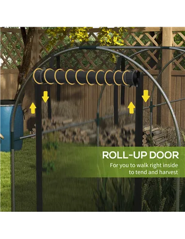 Outsunny 360 x 120cm Galvanised Steel Fruit Cage, Plant Protection Tent with Zipped Door, Black