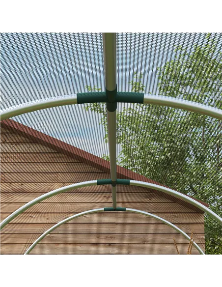 Outsunny 360 x 120cm Galvanised Steel Fruit Cage, Plant Protection Tent with Zipped Door, Black