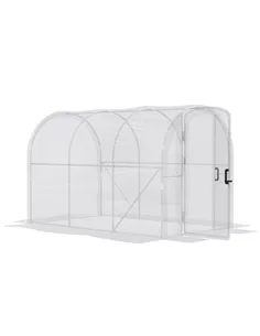 Outsunny Polytunnel Greenhouse Walk-in Grow House with PE Cover, Door and Galvanised Steel Frame, 3 x 2 x 2m, Clear