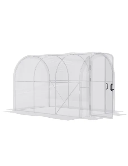 Outsunny Polytunnel Greenhouse Walk-in Grow House with PE Cover, Door and Galvanised Steel Frame, 3 x 2 x 2m, Clear