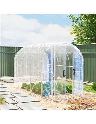 Outsunny Polytunnel Greenhouse Walk-in Grow House with PE Cover, Door and Galvanised Steel Frame, 3 x 2 x 2m, Clear