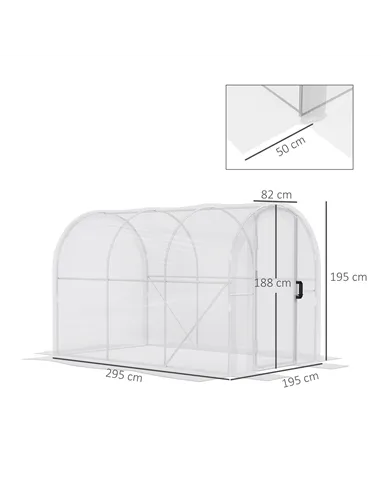 Outsunny Polytunnel Greenhouse Walk-in Grow House with PE Cover, Door and Galvanised Steel Frame, 3 x 2 x 2m, Clear