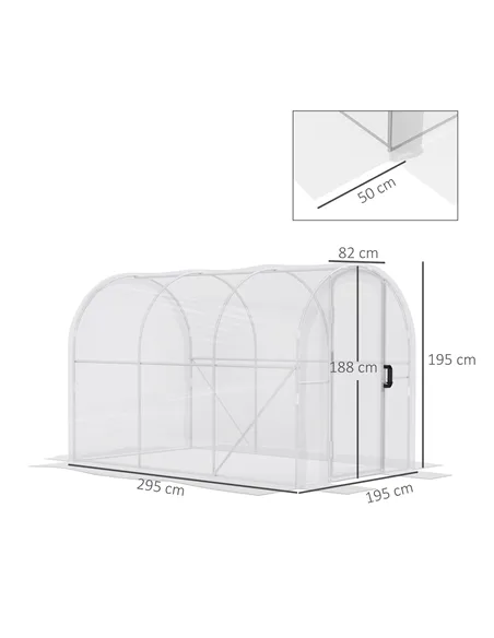 Outsunny Polytunnel Greenhouse Walk-in Grow House with PE Cover, Door and Galvanised Steel Frame, 3 x 2 x 2m, Clear
