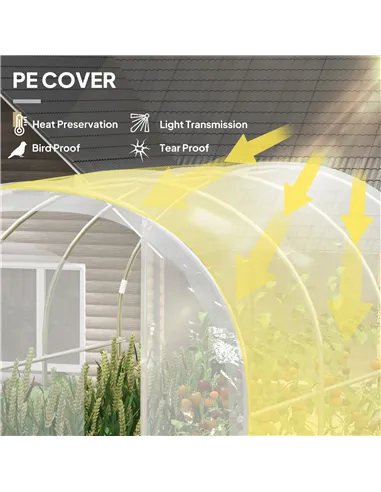 Outsunny Polytunnel Greenhouse Walk-in Grow House with PE Cover, Door and Galvanised Steel Frame, 3 x 2 x 2m, Clear