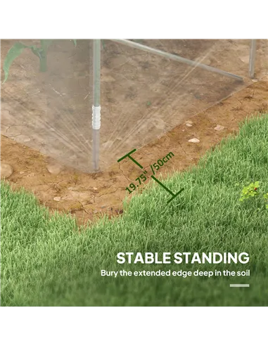 Outsunny Polytunnel Greenhouse Walk-in Grow House with PE Cover, Door and Galvanised Steel Frame, 3 x 2 x 2m, Clear