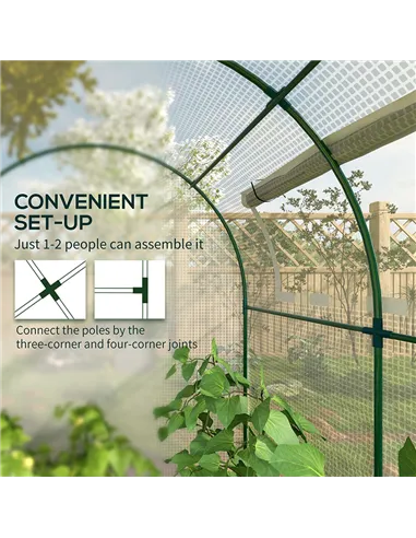 Outsunny Walk in Polytunnel Greenhouse, Green House for Garden with Roll-up Window and Door, 1.8 x 1.8 x 2 m, White