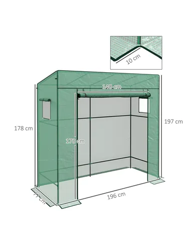 Outsunny 77 x 196cm Walk-In Greenhouse, with Accessories