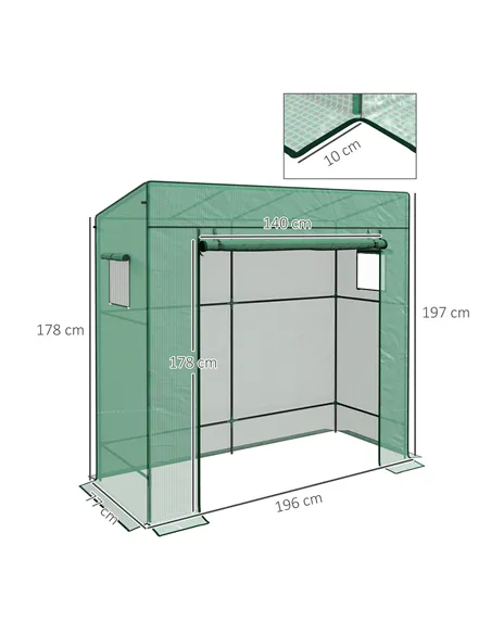 Outsunny 77 x 196cm Walk-In Greenhouse, with Accessories