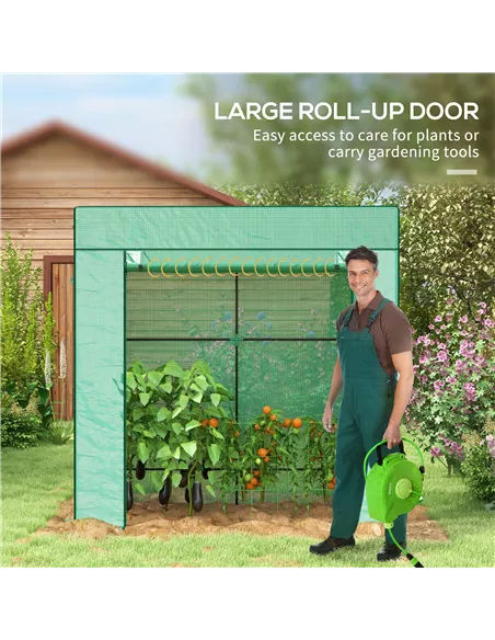 Outsunny 77 x 196cm Walk-In Greenhouse, with Accessories