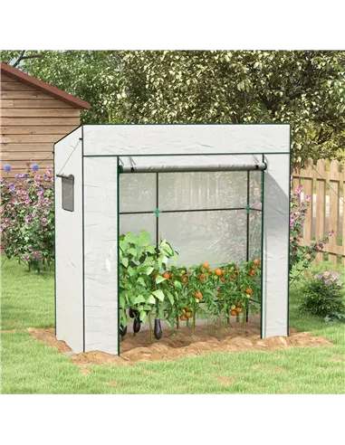 Outsunny PE Cover Walk-in Outdoor Greenhouse, White